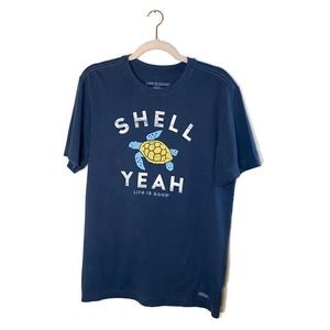 Life is Good Crusher T-Shirt Sz Small "Shell Yeah" Tee Sea Turtle READ FLAW NEW